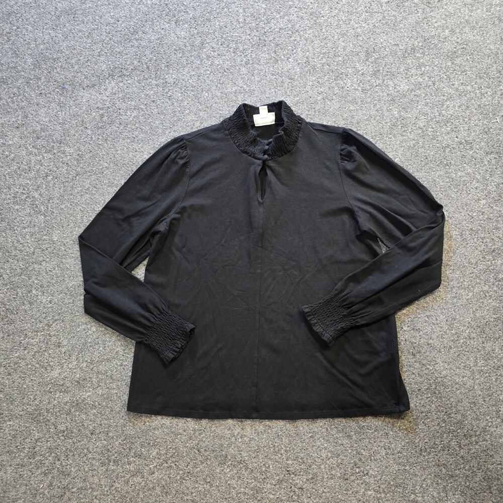 J Jill Top Womens Size Small Petite Black High Neck Long Sleeve Casual Capsule